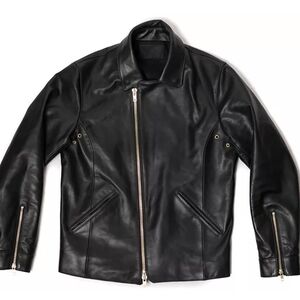 Nine Lives Collab With Snake Oil Provisions Men's Black Leather Jacket